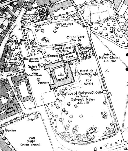 Plano antiguo de Holyrood y entorno